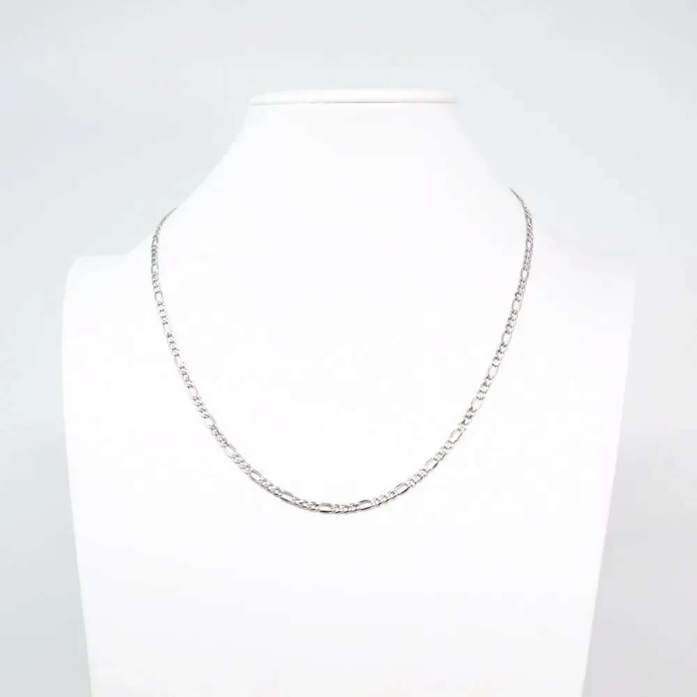 14k White Gold Figaro Chain. 20 inches